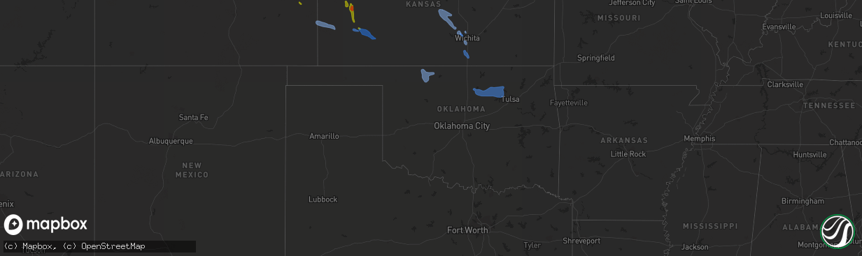 Hail map in Oklahoma on July 29, 2020