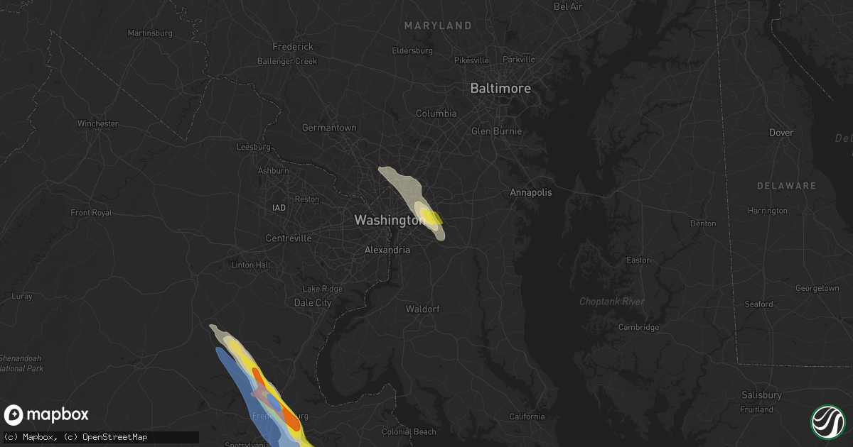 Hail map in Capitol Heights, MD on July 29, 2021