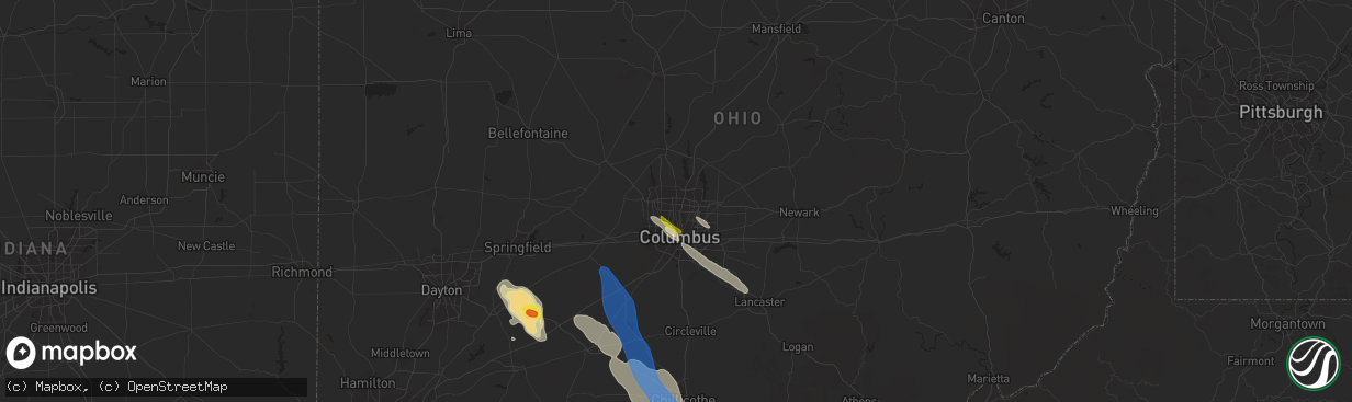 Hail map in Columbus, OH on July 29, 2021