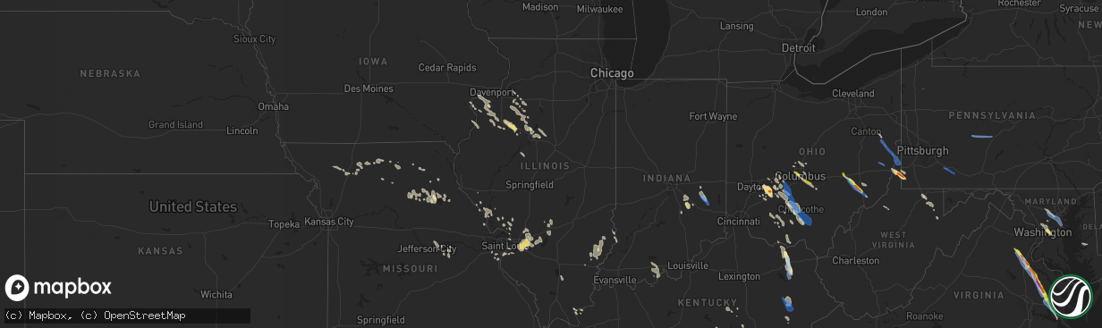Hail map in Illinois on July 29, 2021