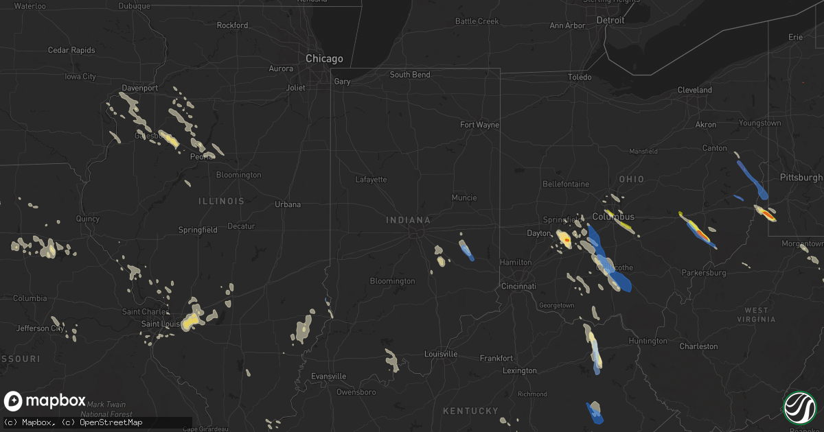 Hail map in Indiana on July 29, 2021