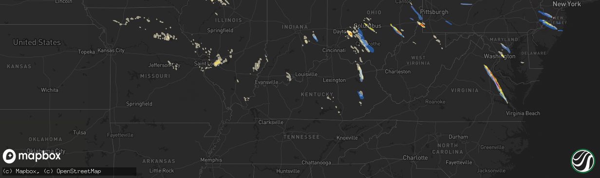 Hail map in Kentucky on July 29, 2021