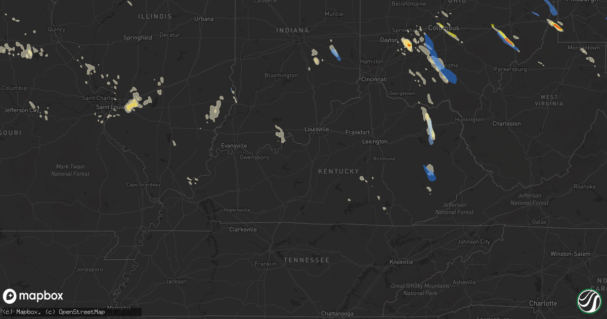 Hail map in Kentucky on July 29, 2021