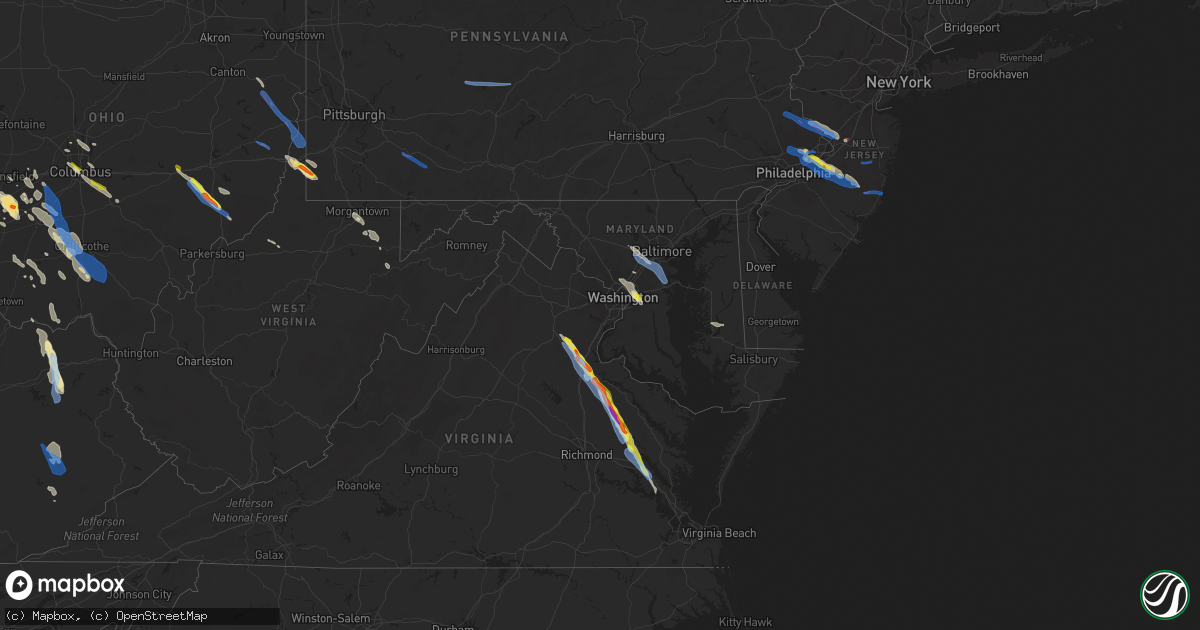 Hail map in Maryland on July 29, 2021