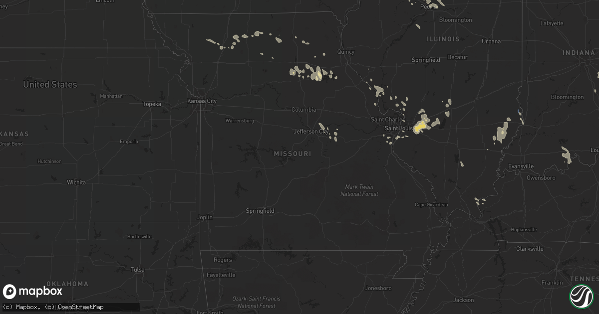 Hail map in Missouri on July 29, 2021