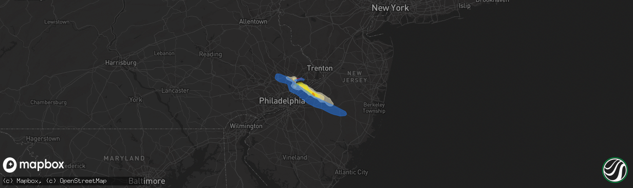 Hail map in Mount Holly, NJ on July 29, 2021
