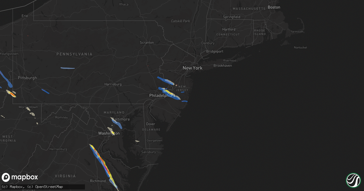 Hail map in New Jersey on July 29, 2021