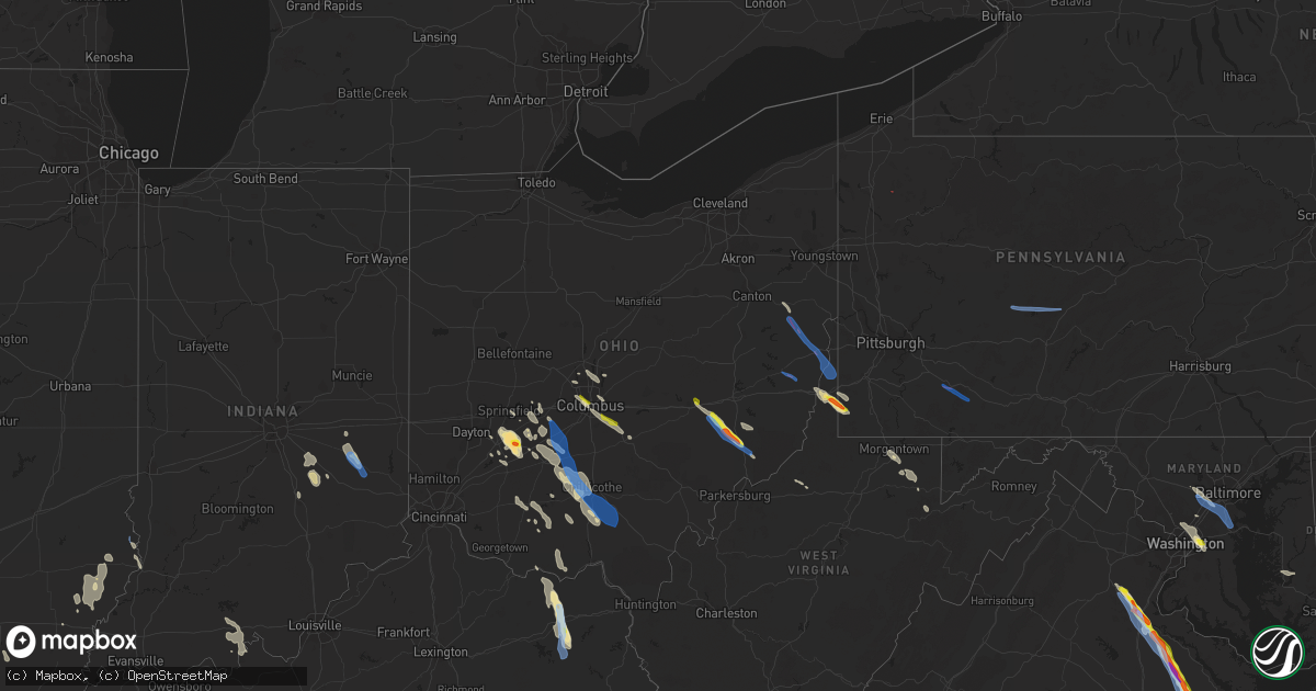 Hail map in Ohio on July 29, 2021