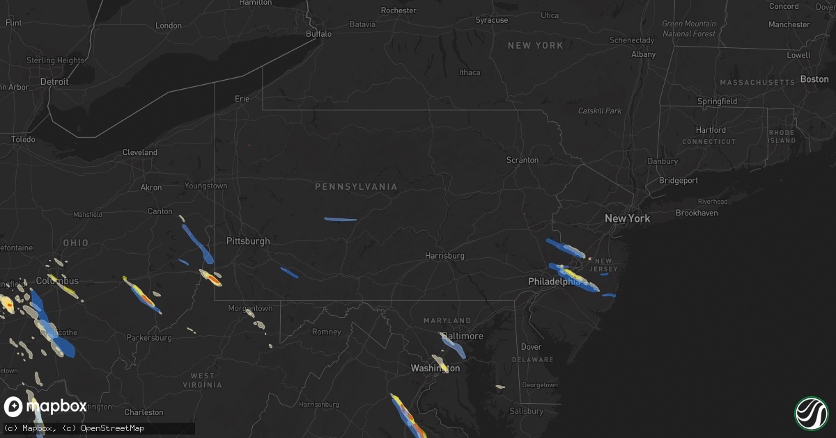 Hail map in Pennsylvania on July 29, 2021