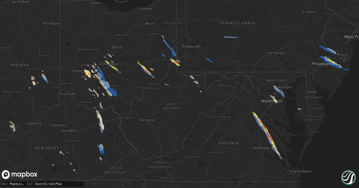 Hail map in West Virginia on July 29, 2021
