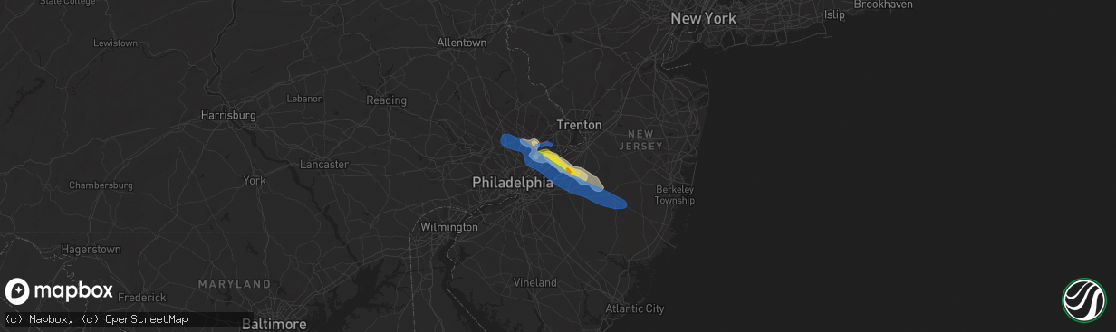 Hail map in Willingboro, NJ on July 29, 2021