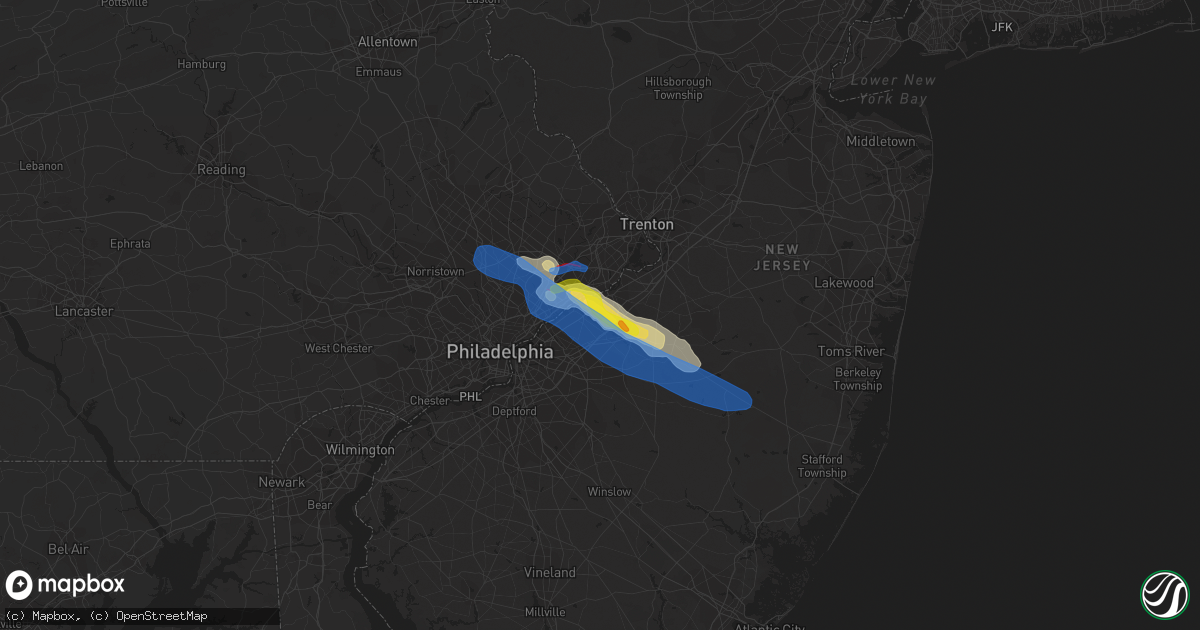 Hail map in Willingboro, NJ on July 29, 2021