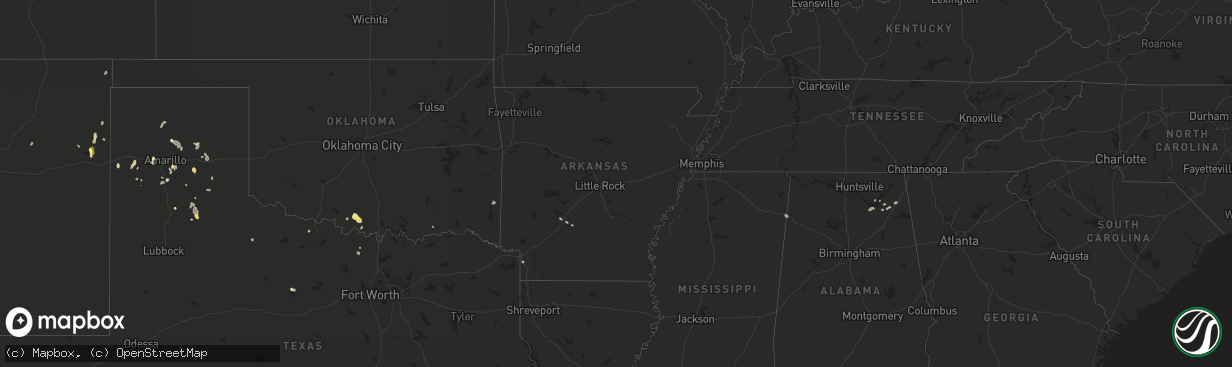 Hail map in Arkansas on July 29, 2022