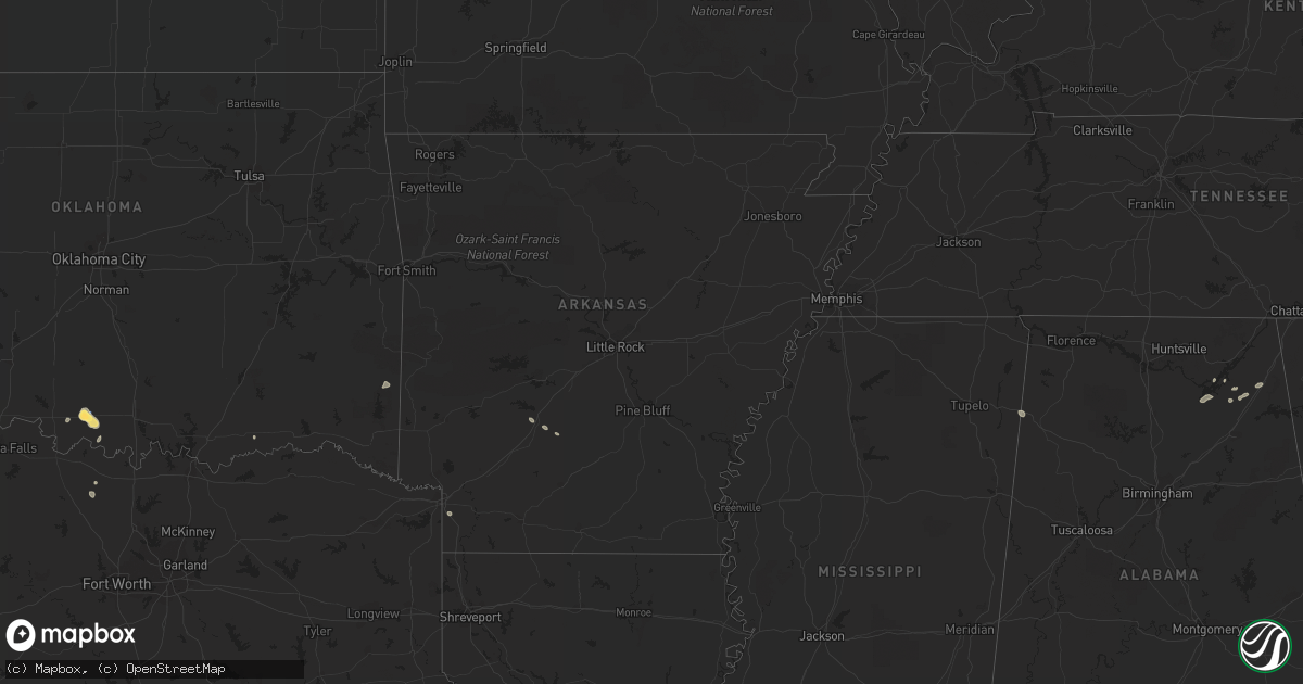 Hail map in Arkansas on July 29, 2022