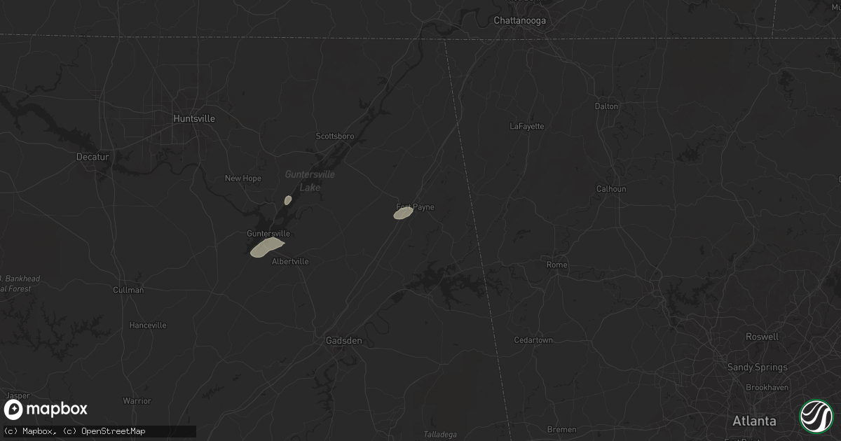 Hail map in Fort Payne, AL on July 29, 2022