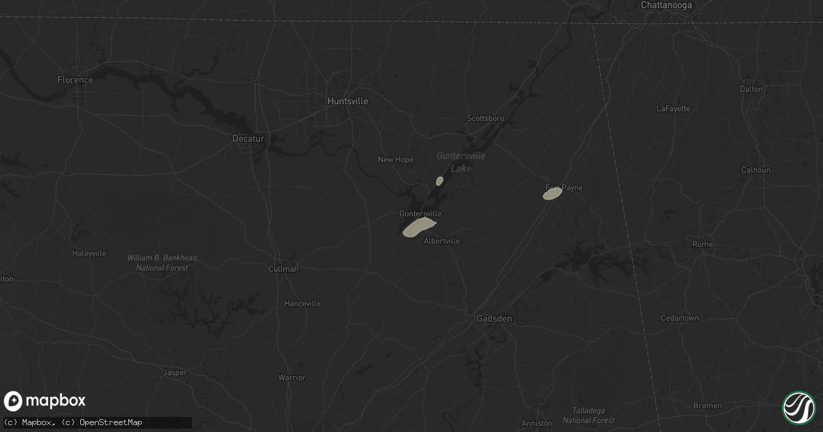 Hail map in Guntersville, AL on July 29, 2022