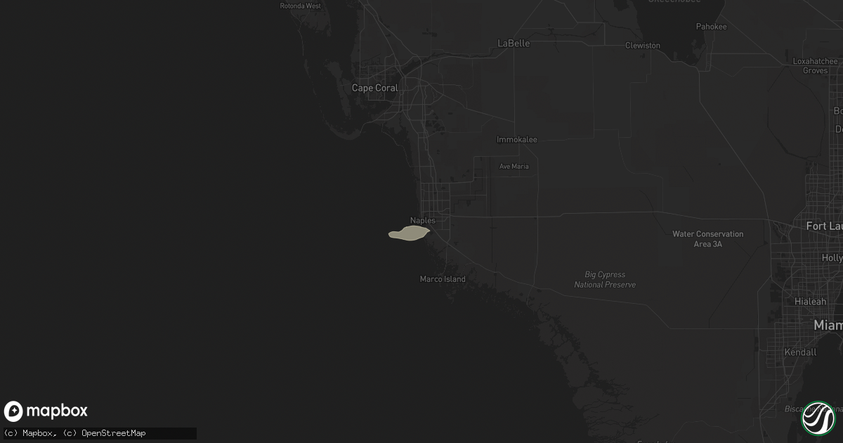 Hail map in Naples, FL on July 29, 2022