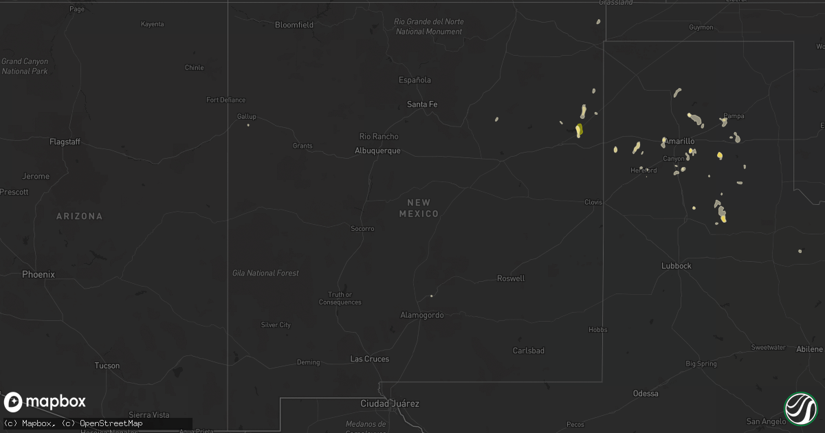 Hail map in New Mexico on July 29, 2022