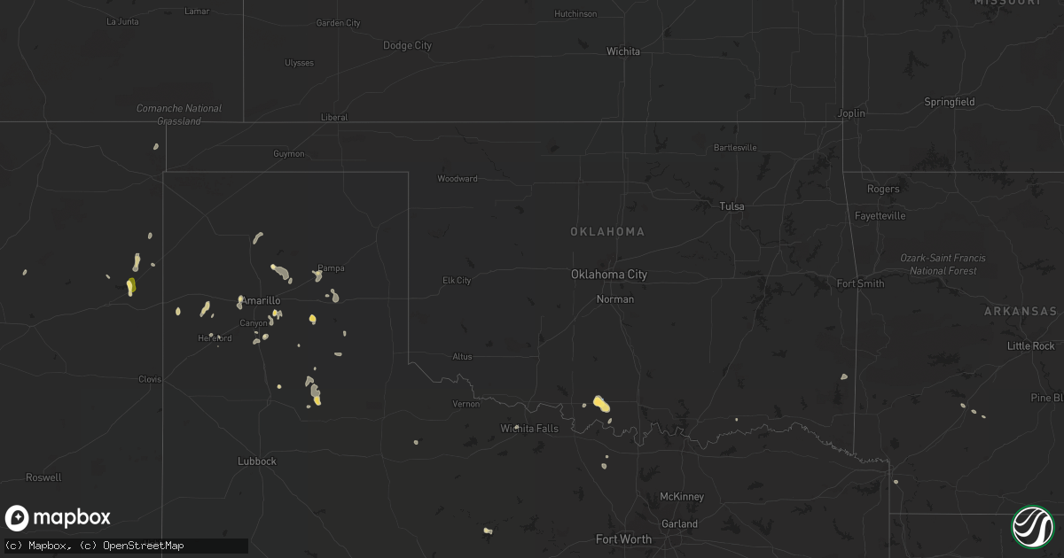 Hail map in Oklahoma on July 29, 2022