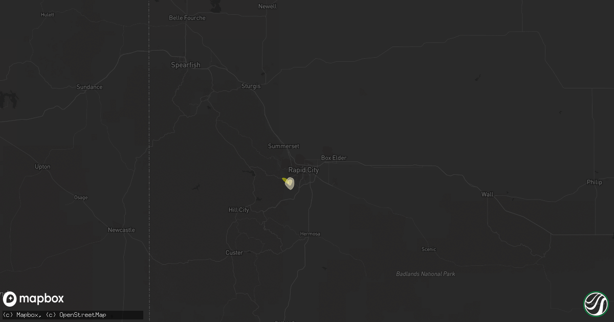 Hail map in Rapid City, SD on July 29, 2022