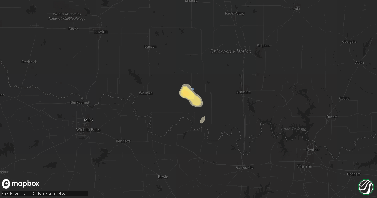 Hail map in Ringling, OK on July 29, 2022