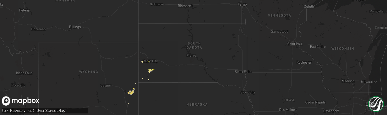 Hail map in South Dakota on July 29, 2022