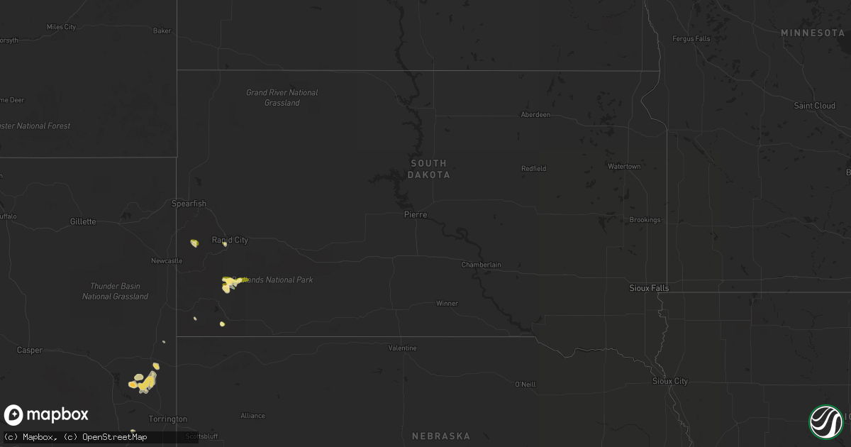 Hail map in South Dakota on July 29, 2022