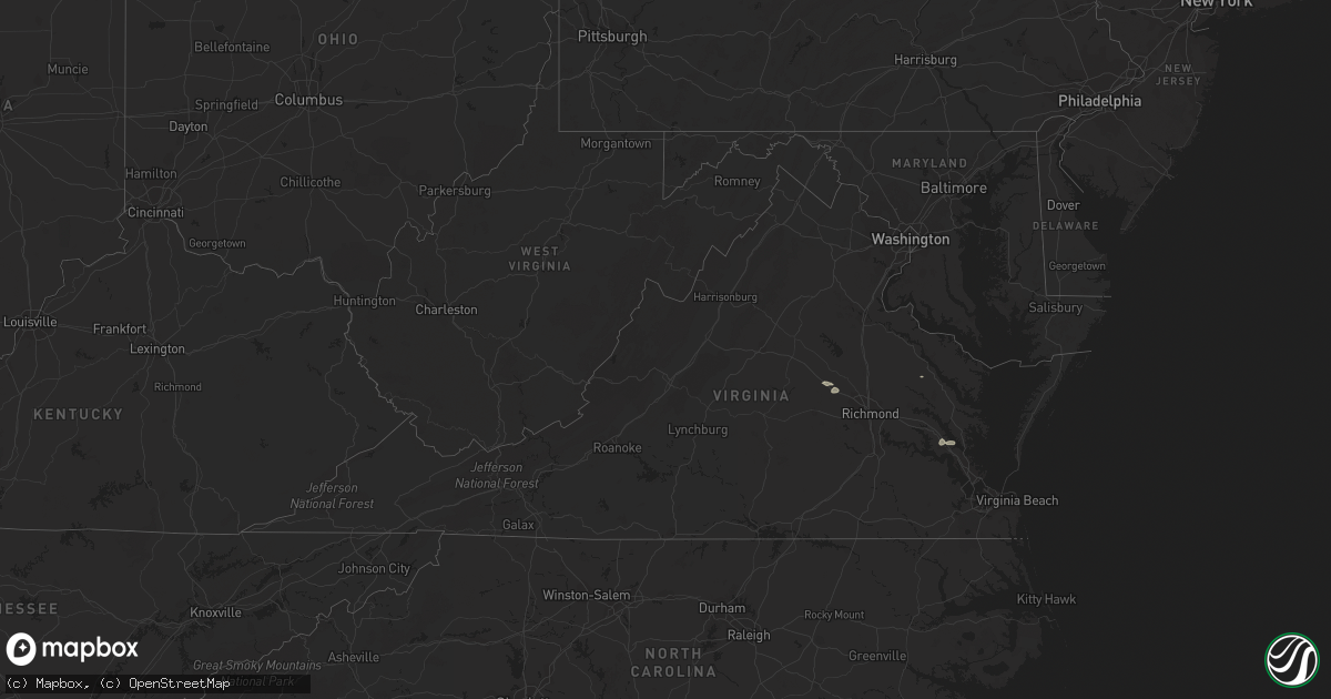 Hail map in Virginia on July 29, 2022