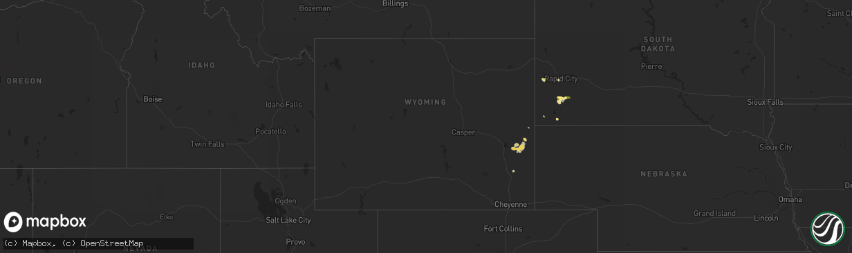 Hail map in Wyoming on July 29, 2022