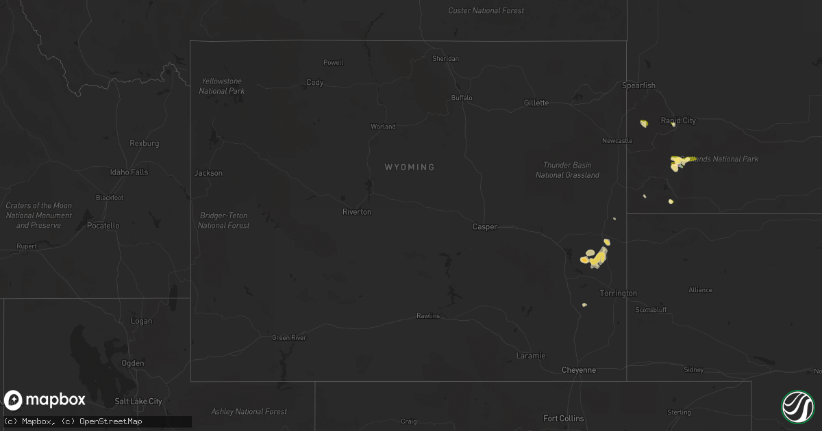 Hail map in Wyoming on July 29, 2022