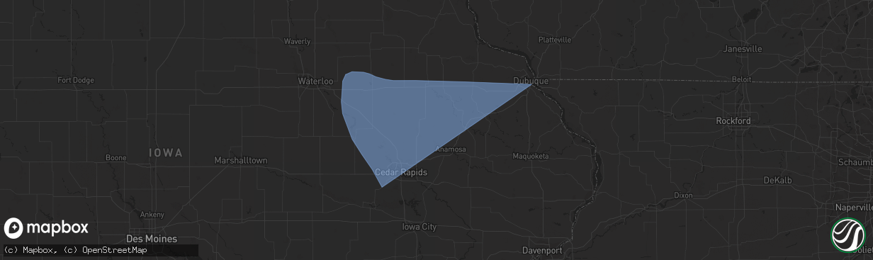Hail map in Center Point, IA on July 29, 2023