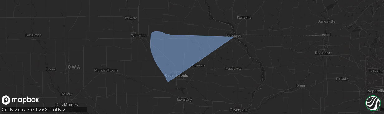 Hail map in Central City, IA on July 29, 2023