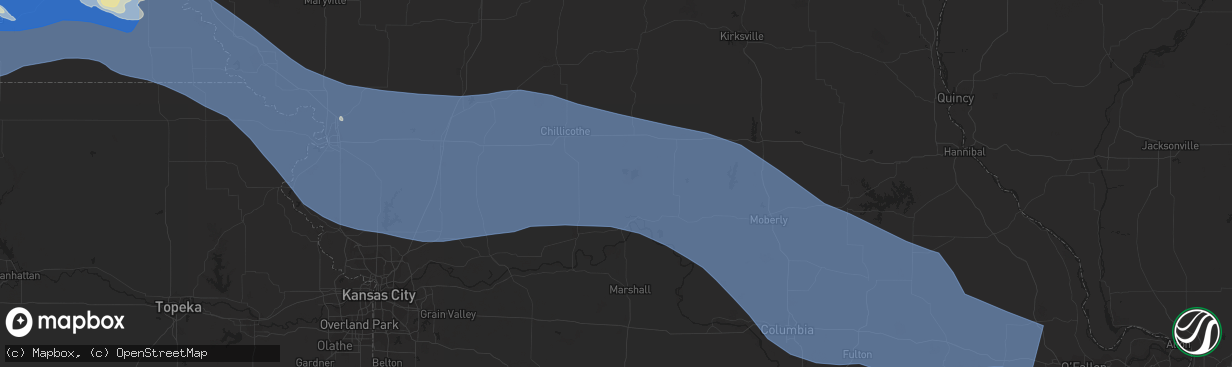 Hail map in Chillicothe, MO on July 29, 2023