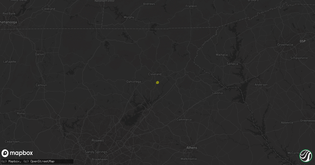 Hail map in Cleveland, GA on July 29, 2023