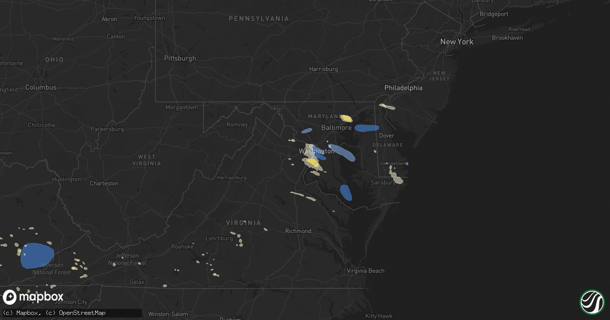 Hail map in Delaware on July 29, 2023