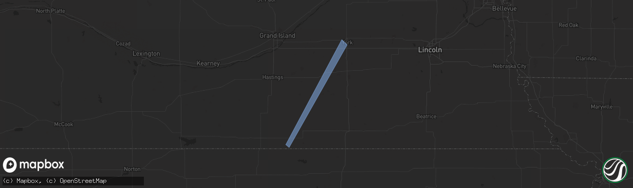 Hail map in Edgar, NE on July 29, 2023