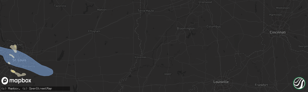 Hail map in Falls Church, VA on July 29, 2023