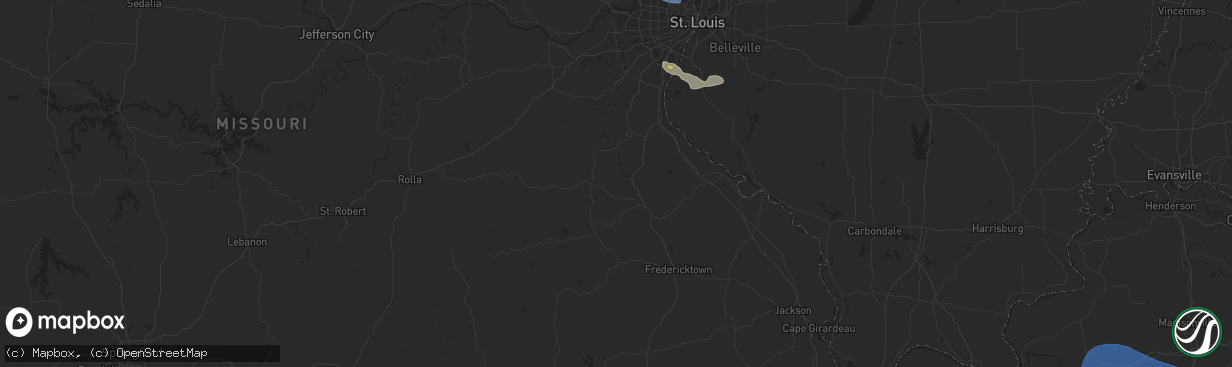 Hail map in Hopkinsville, KY on July 29, 2023