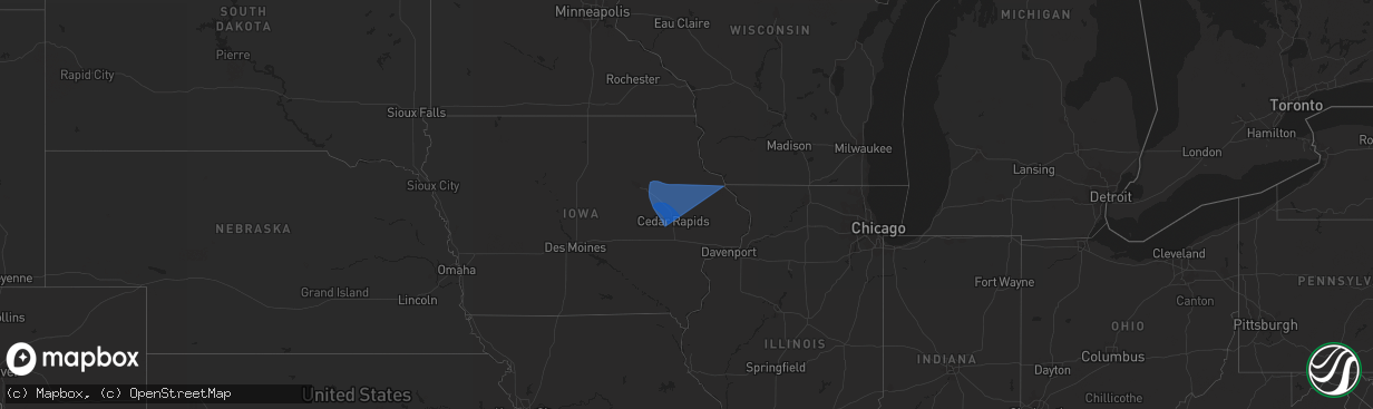 Hail map in Iowa on July 29, 2023