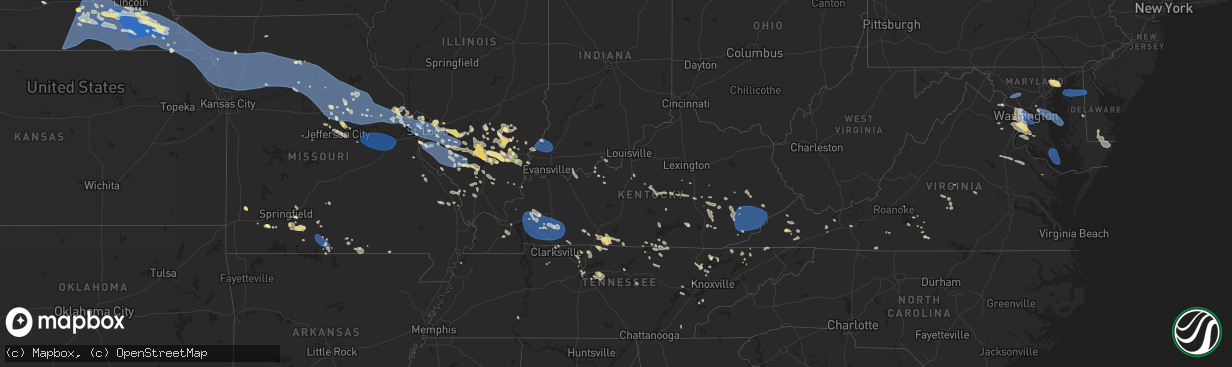 Hail map in Kentucky on July 29, 2023
