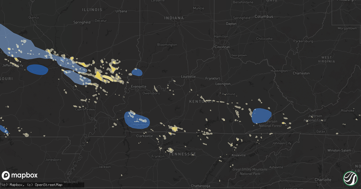 Hail map in Kentucky on July 29, 2023