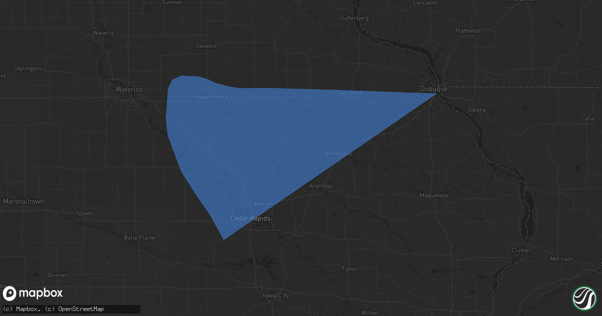 Hail map in Manchester, IA on July 29, 2023