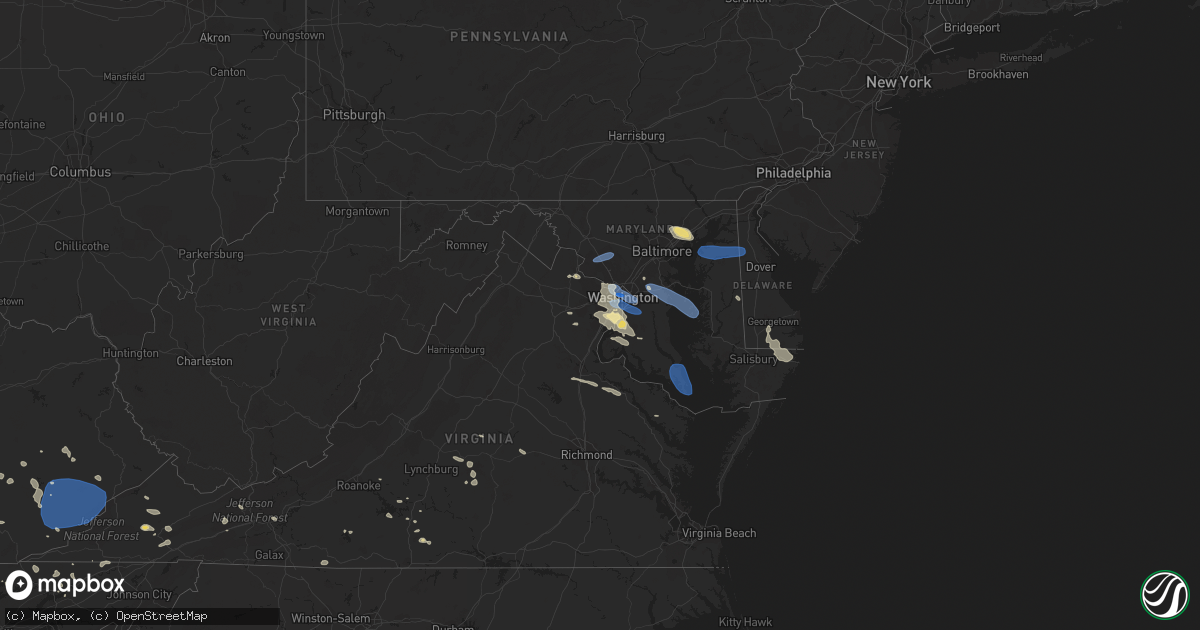 Hail map in Maryland on July 29, 2023