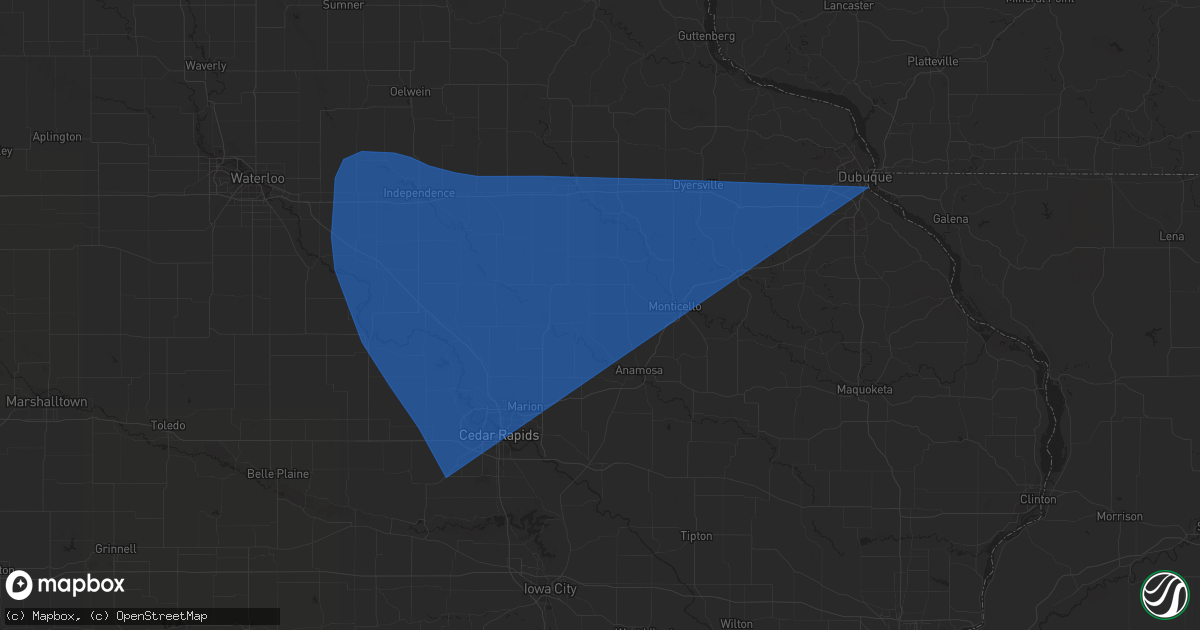 Hail map in Monticello, IA on July 29, 2023