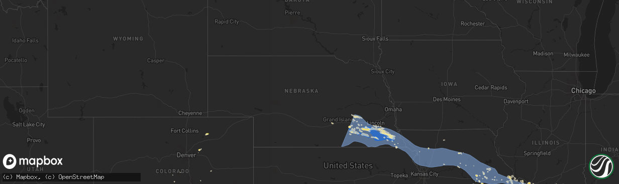 Hail map in Nebraska on July 29, 2023