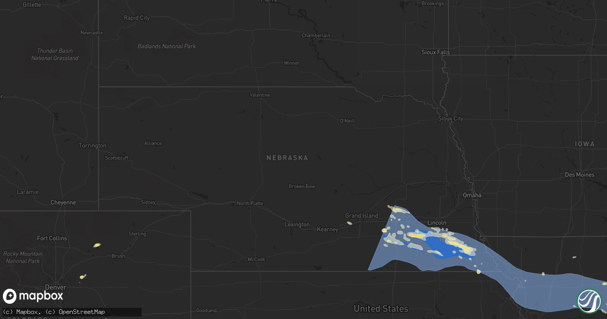 Hail map in Nebraska on July 29, 2023