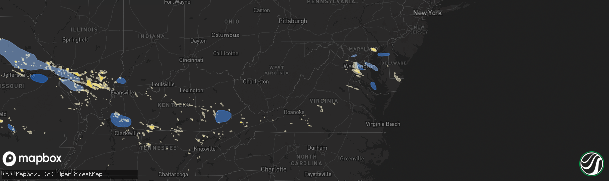 Hail map in Virginia on July 29, 2023