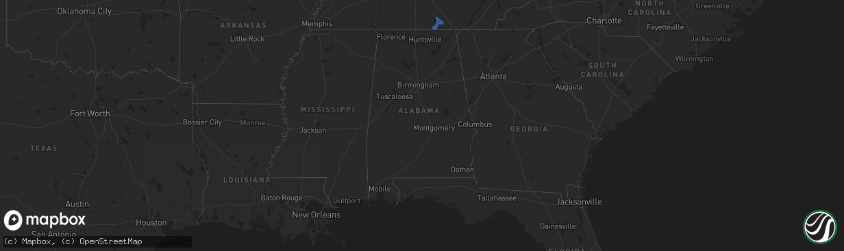 Hail map in Alabama on July 29, 2024