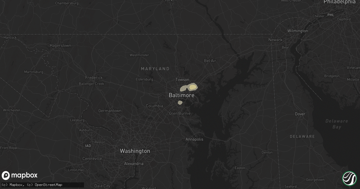 Hail map in Baltimore, MD on July 29, 2024