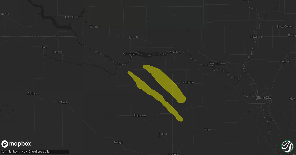 Hail map in Bloomfield, NE on July 29, 2024